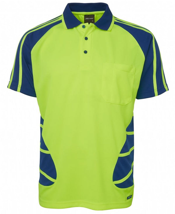 JB'S 6HSP S/SL HI VIS MICROMESH SPIDER POLO