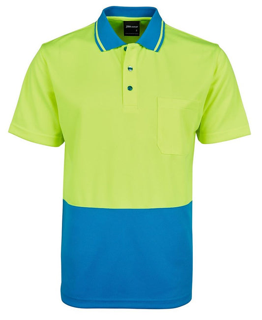 JB'S 6HVNC S/SL HI VIS TRADITIONAL NON CUFF MICROMESH POLO