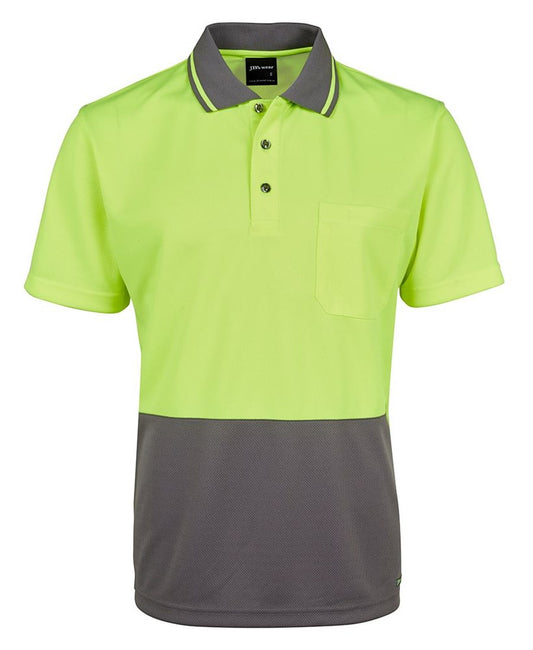 JB'S 6HVNC S/SL HI VIS TRADITIONAL NON CUFF MICROMESH POLO