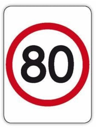 REGULATORY R4-1 SPEED LIMIT SIGN - 80KM/H