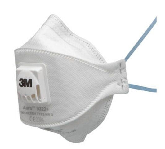 3M PARTICULATE RESPIRATOR DUST MASKS - 9322A+ P2 FLAT FOLD