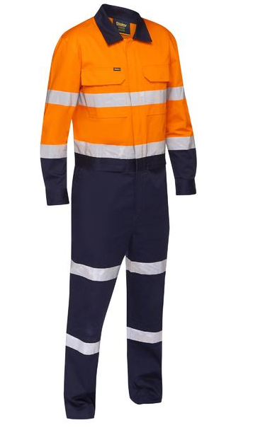 BISLEY BC6066T TAPED HI VIS WORK COVERALL WITH WAIST ZIP OPENING