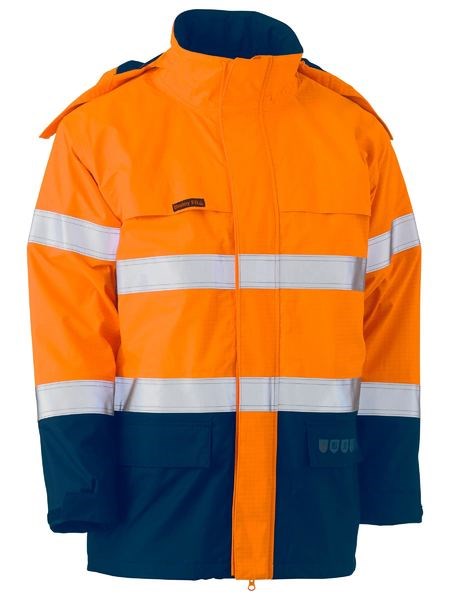 BISLEY BJ8110T TAPED TWO TONE HI VIS FR WET WEATHER SHELL JACKET