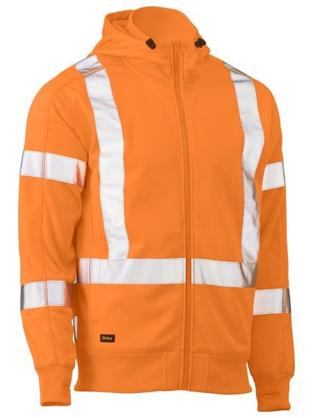 BISLEY BK6819XT X TAPED HI VIS ZIP FRONT FLEECE RAIL HOODIE