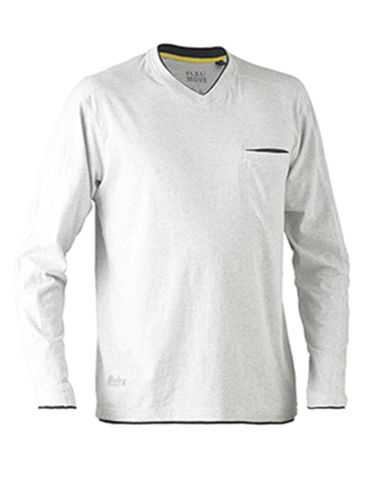BISLEY BK6933 FLEX & MOVE COTTON RICH V NECK LONG SLEEVE TEE