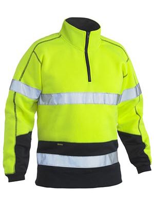 BISLEY BK6989T TAPED HI VIS 1/2 ZIP FLEECEY PULLOVER