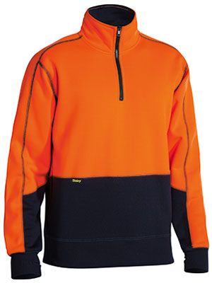 BISLEY BK6989 HI VIS 1/2 ZIP FLEECEY PULLOVER