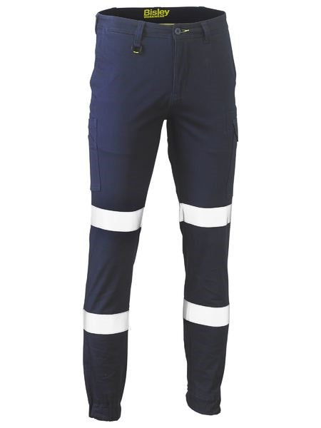 BISLEY BPC6028T REFLECTIVE BIOMOTION STRETCH COTTON DRILL CARGO PANTS-CUFFED