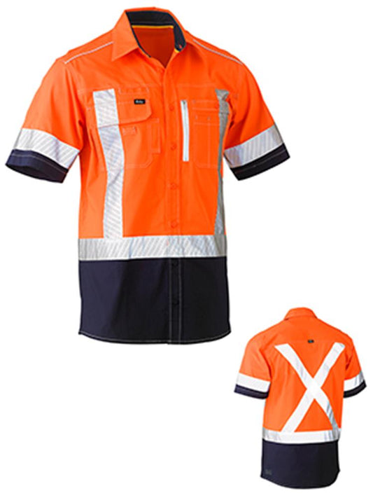 BISLEY BS1177XT S/SL REFLECTIVE HI VIS FLEX & MOVE STRETCH UTILITY SHIRT