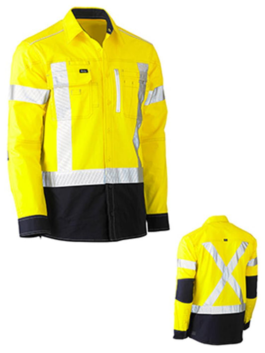 BISLEY BS6177XT L/SL REFLECTIVE HI VIS FLEX & MOVE STRETCH UTILITY SHIRT