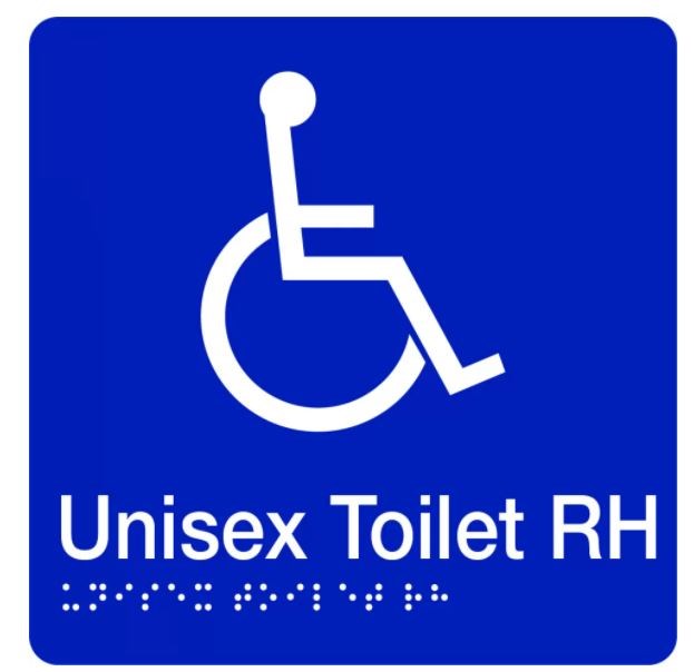 BRAILLE ACCESSIBLE TOILET SIGN - RIGHT HAND