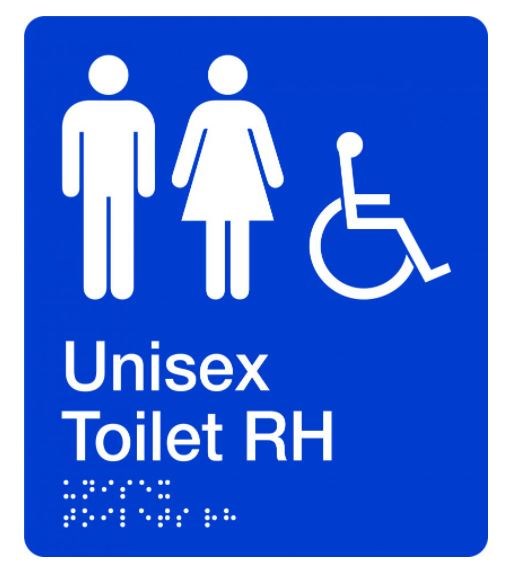 BRAILLE UNISEX ACCESSIBLE TOILET SIGN - RIGHT HAND