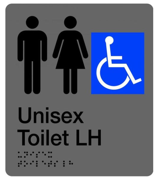 BRAILLE UNISEX ACCESSIBLE TOILET SIGN - LEFT HAND