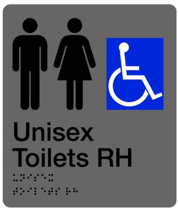 BRAILLE UNISEX ACCESSIBLE TOILET SIGN - RIGHT HAND