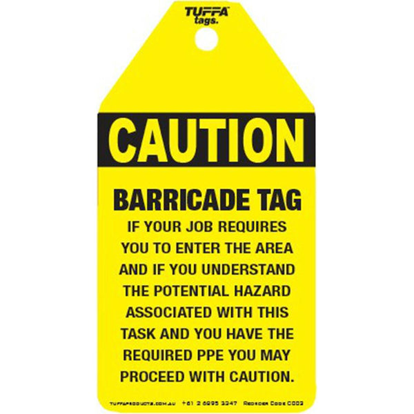 TUFFA CAUTION CO03 BARRICADE TAGS