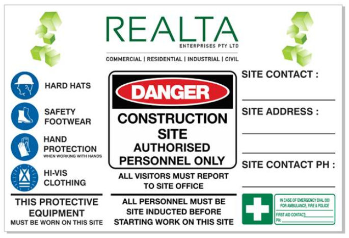 CONSTRUCTION SITE CUSTOM CONTACT MULTI SIGN