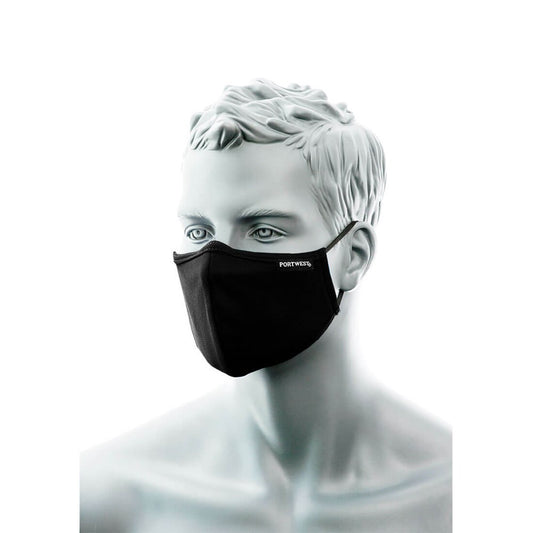 PORTWEST CV35 3 PLY ANTI-MICROBIAL FABRIC FACE MASK WITH NOSE BAND