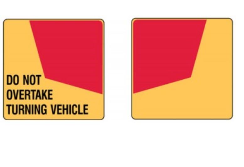 DO NOT OVERTAKE REAR MARKER PLATES-SELF ADHESIVE-CLASS 1 REFLECTIVE