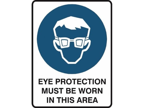 MANDATORY EYE PROTECTION MUST BE WORN IN THIS AREA STICKER