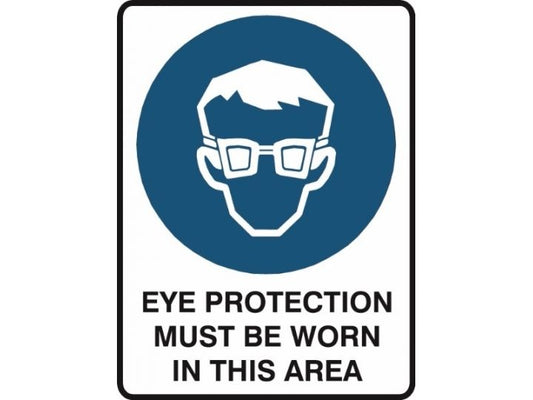 MANDATORY EYE PROTECTION MUST BE WORN IN THIS AREA STICKER