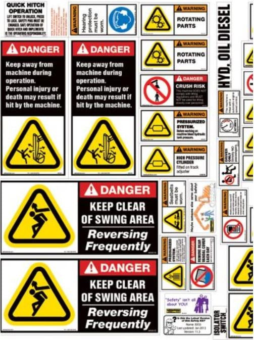 EXCAVATOR SAFETY STICKER KIT 13-25T EXSS