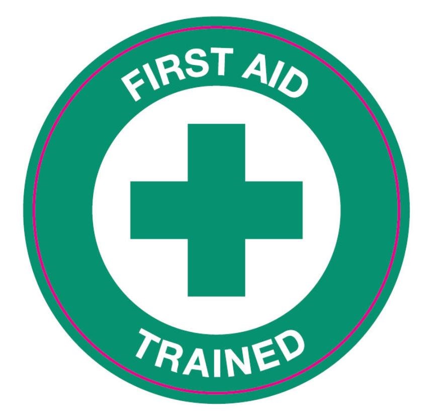 FIRST AID TRAINED HARD HAT LABEL