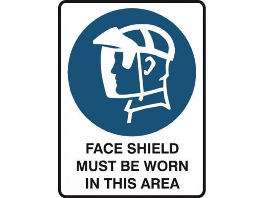 MANDATORY FACE SHIELD MUST BE WORN IN THIS AREA STICKER