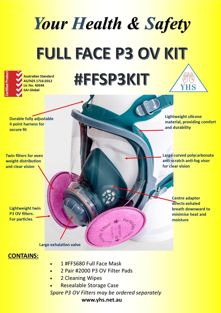 YHS FFSP3KIT FULL FACE RESPIRATOR P3 PARTICLE KIT