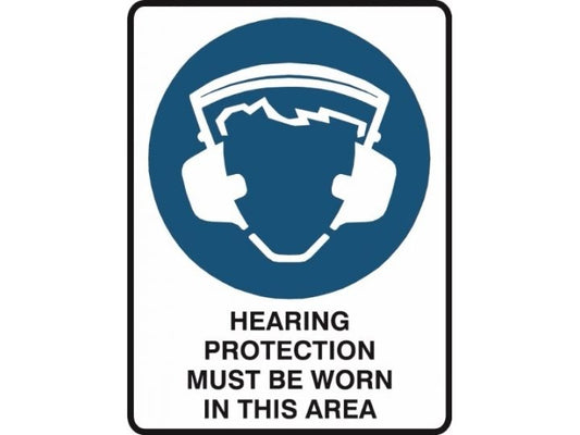 MANDATORY HEARING PROTECTION MUST BE WORN IN THIS AREA STICKER