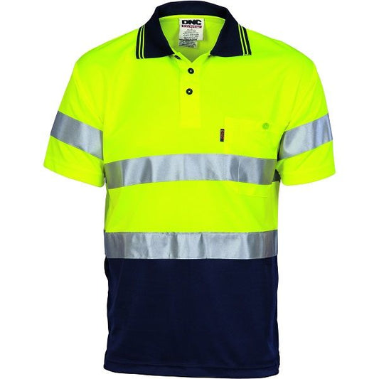 DNC 3715 S/SL HI VIS COOL BREATHE POLO WITH REFLECTIVE TAPE