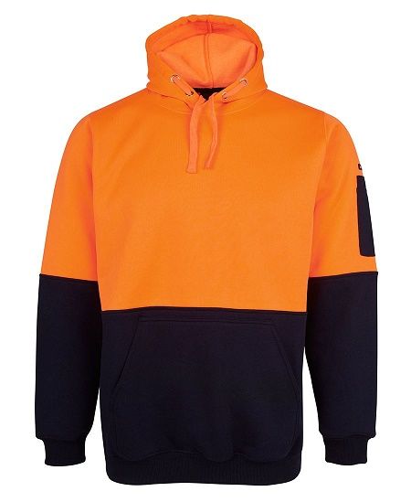 JB'S 6HVPH HI VIS PULL OVER FLEECE HOODIE - 280GSM