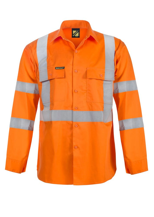 WORKCRAFT WS6010 REFLECTIVE RAIL PATTERN COTTON DRILL SHIRT