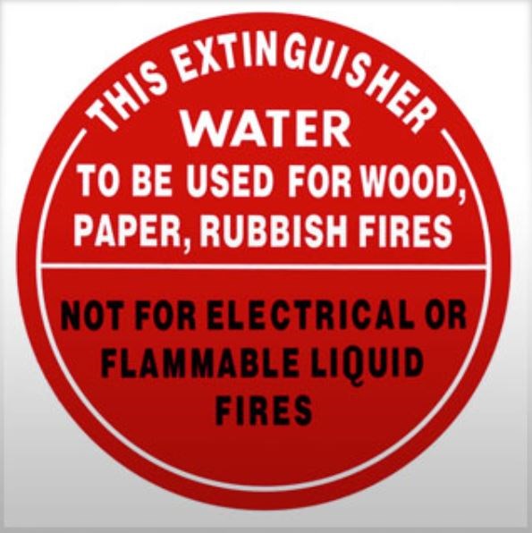 WATER FIRE EXTINGUISHER IDENTIFICATION SIGN