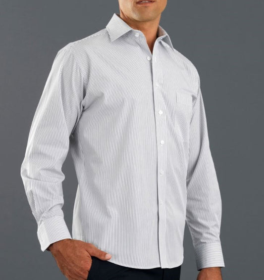 JOHN KEVIN 466 L/SL HERRINGBONE STRIPE SHIRT