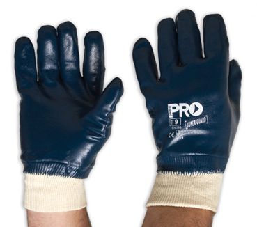 PROCHOICE NBRFB SUPERGUARD BLUE FULL DIP NITRILE GLOVES - KNIT WRIST