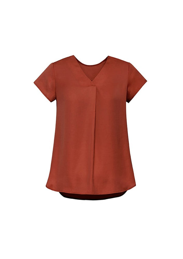 BIZ CORPORATE RB967LS WOMENS KAYLA V-NECK PLEAT BLOUSE