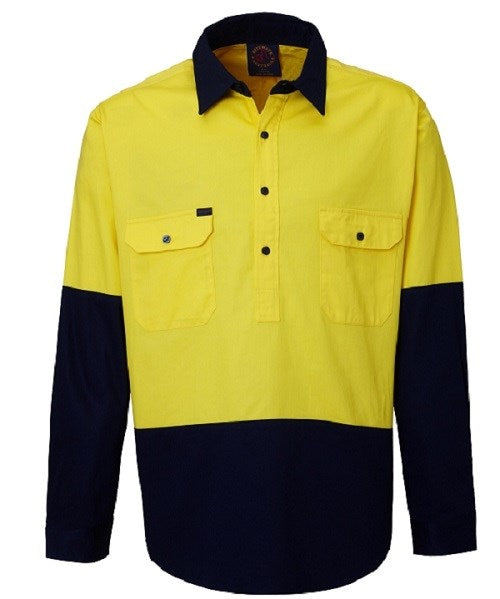 RITEMATE RM105CF L/SL HI VIS CLOSED FRONT DRILL SHIRT