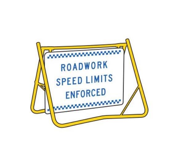 ROADWORK SPEED LIMITS ENFORCED T4-211 SWING STAND SIGN