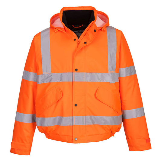 PORTWEST S463 REFLECTIVE HI VIS BOMBER JACKET WITH COLLAR