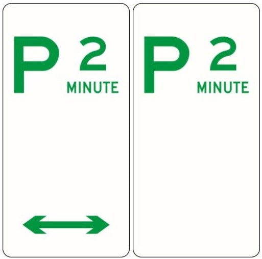 2 MINUTE PARKING SIGN