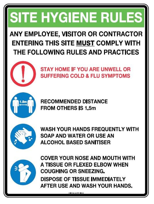 HYGIENE SIGN - SITE HYGIENE RULES