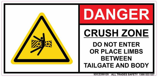 DANGER - CRUSH ZONE SAFETY STICKER