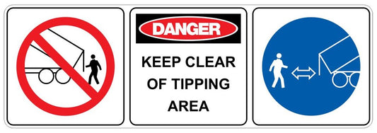 DANGER KEEP CLEAR OF TIPPING AREA DECAL