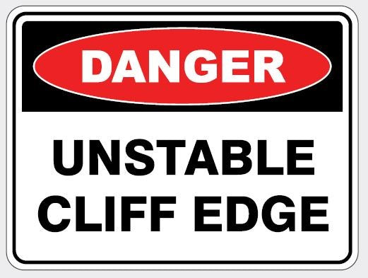 DANGER - UNSTABLE CLIFF EDGE SIGN