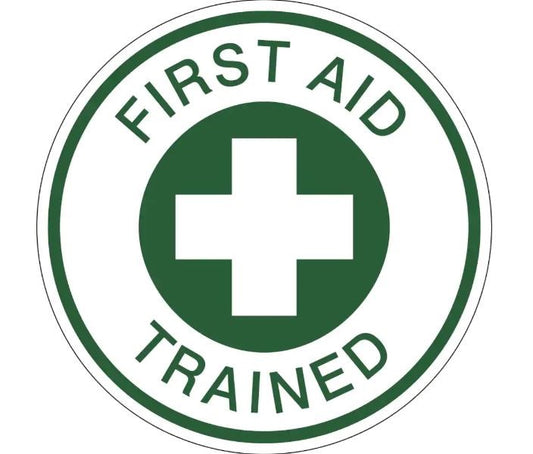 FIRST AID TRAINED HARD HAT LABEL