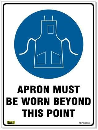 MANDATORY SAFETY APRON MUST BE WORN BEYOND THIS POINT