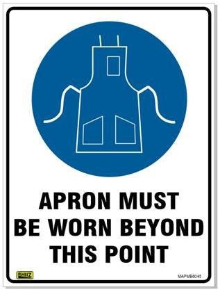 MANDATORY SAFETY APRON MUST BE WORN BEYOND THIS POINT