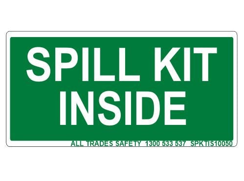 Spills Sticker SPILL KIT INSIDE VEHICLE STICKER – All Trades Safety & Workwear Supplies