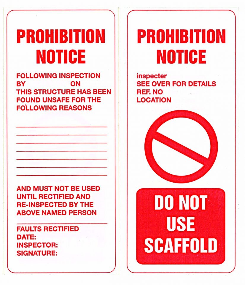 SCAFFOLD TAGS - DO NOT USE - POLYPROPYLENE