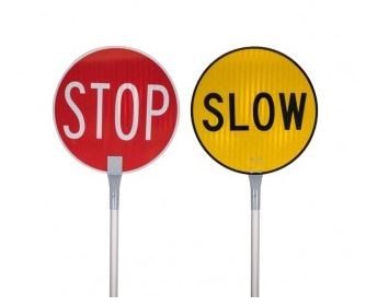 STOP/SLOW 450MM TRAFFIC BATS/ALUMINIUM HANDLE-EXTENDABLE